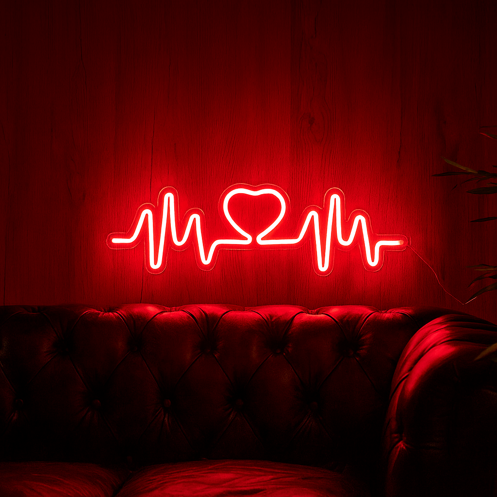 Heartbeat Neon Vägglampa Röd
