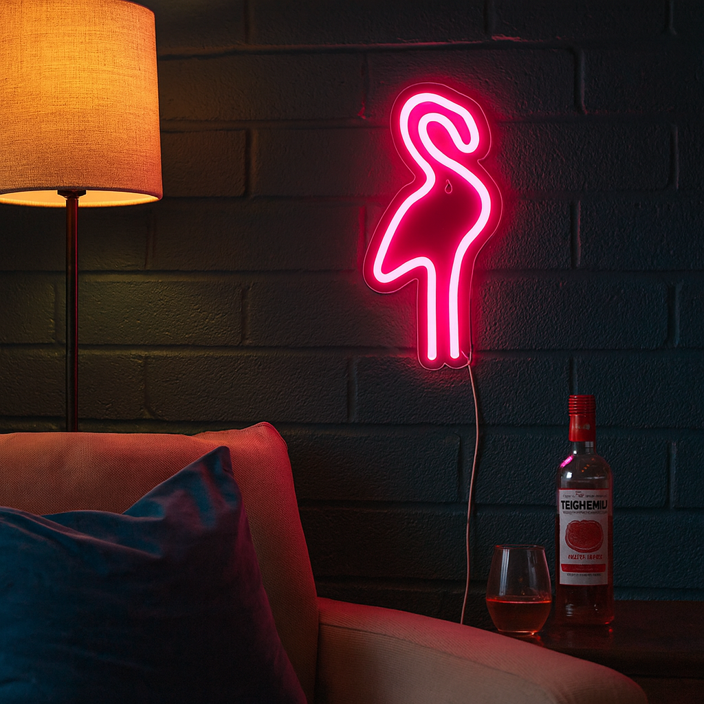 Flamingo Neon Vägglampa