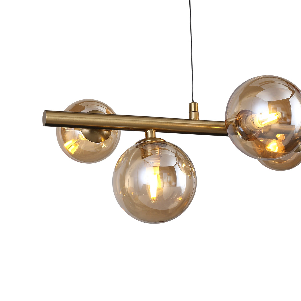 Valencia Långbordstaklampa 63cm Mässing/Amber-Lampconcept.se