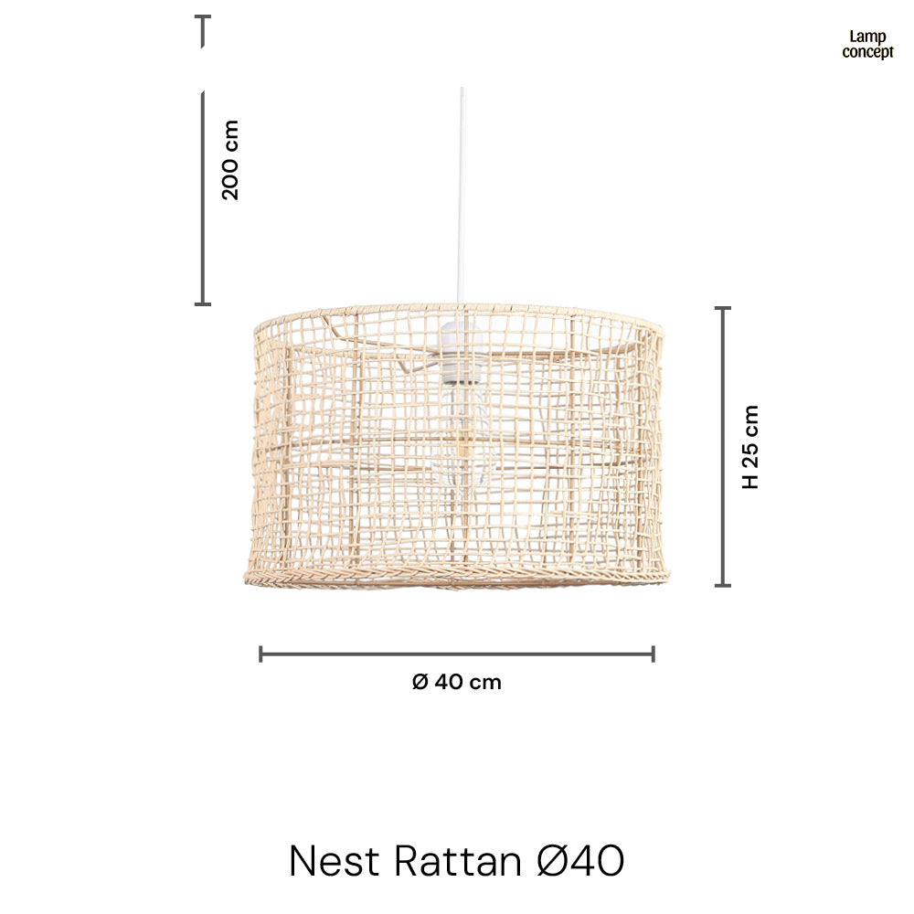 Nest Rattan Taklampa Ø40