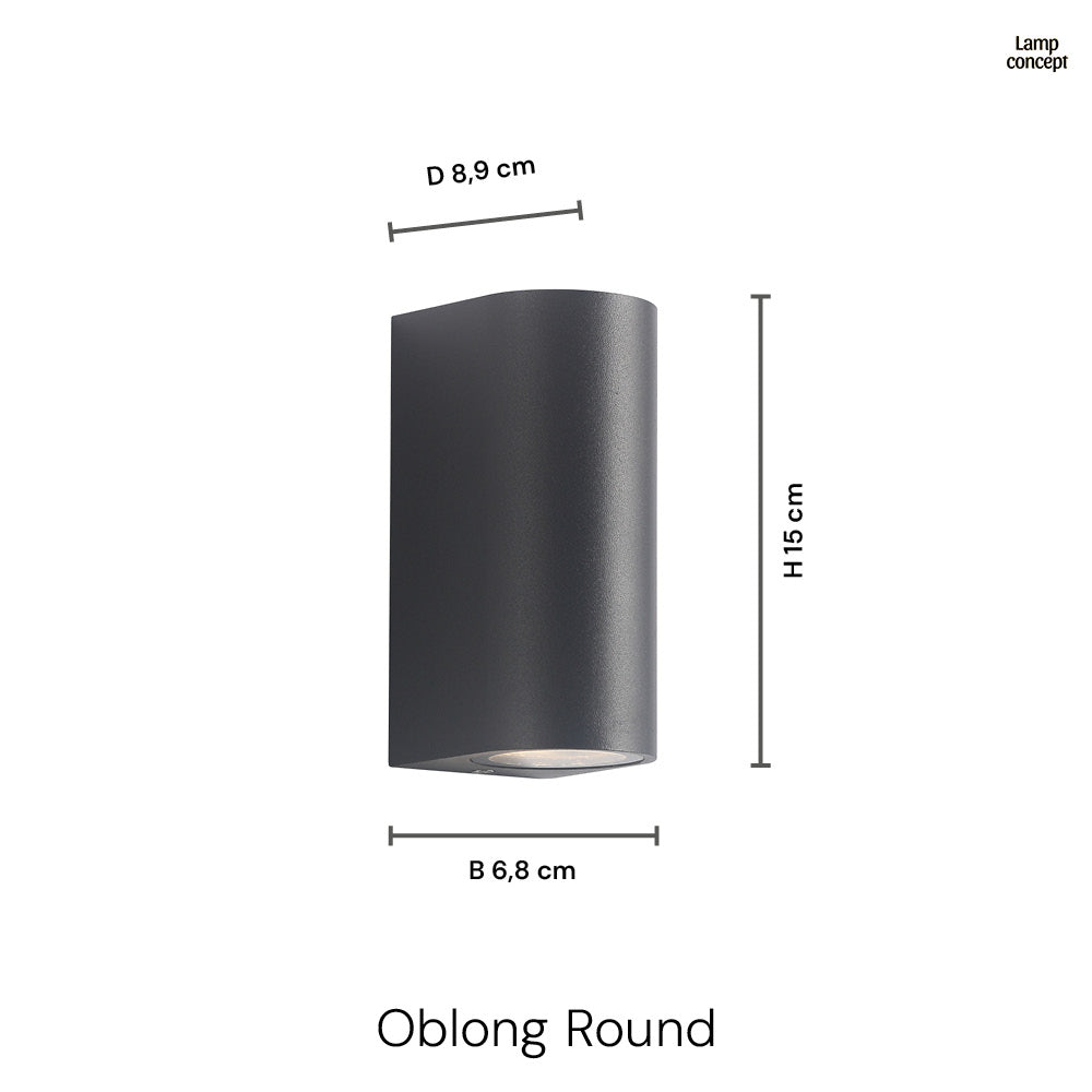 Oblong/Round Vägglampa Utomhus Svart