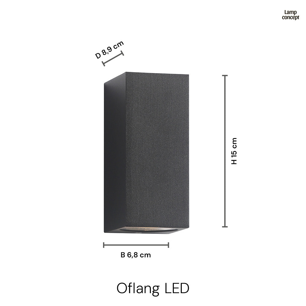 Oflang Vägglampa Utomhus Svart