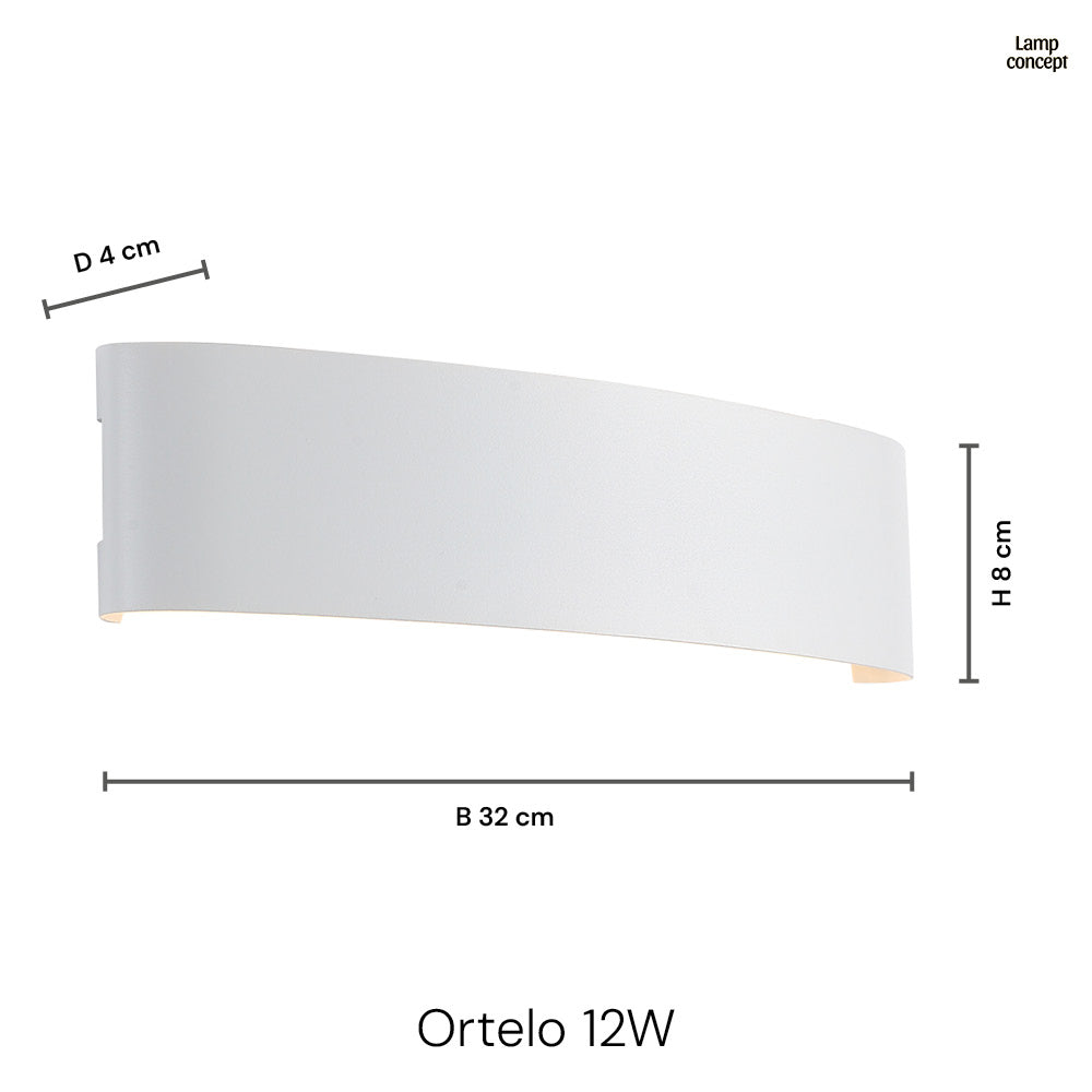 Ortelo 12W 32cm Vägglampa Vit