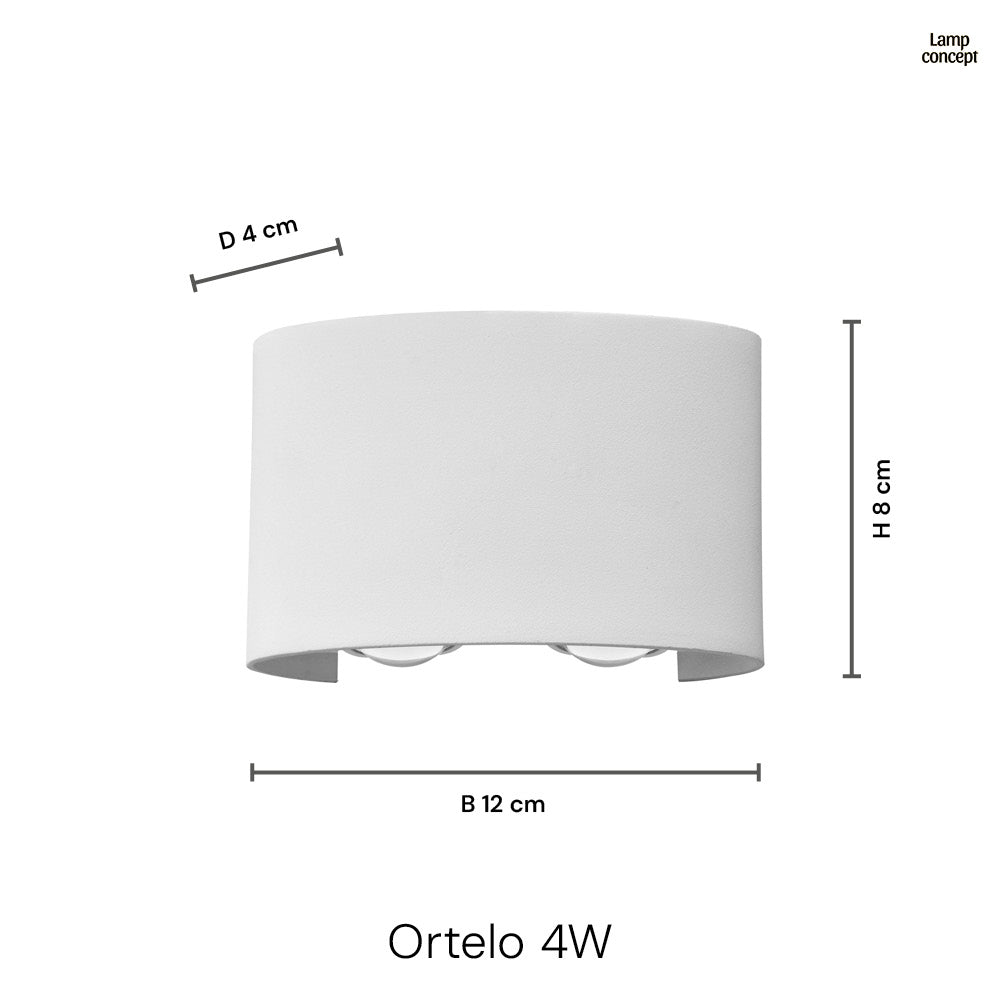 Ortelo 4W 12cm Vägglampa Utomhus Vit