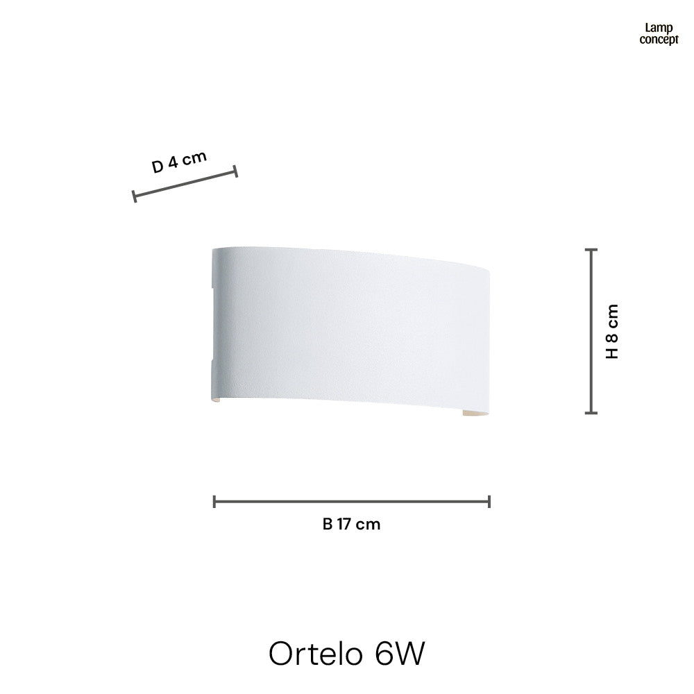 Ortelo 6W 17cm Vägglampa Utomhus Svart