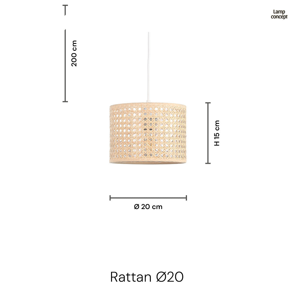 Rattan Taklampa Ø20