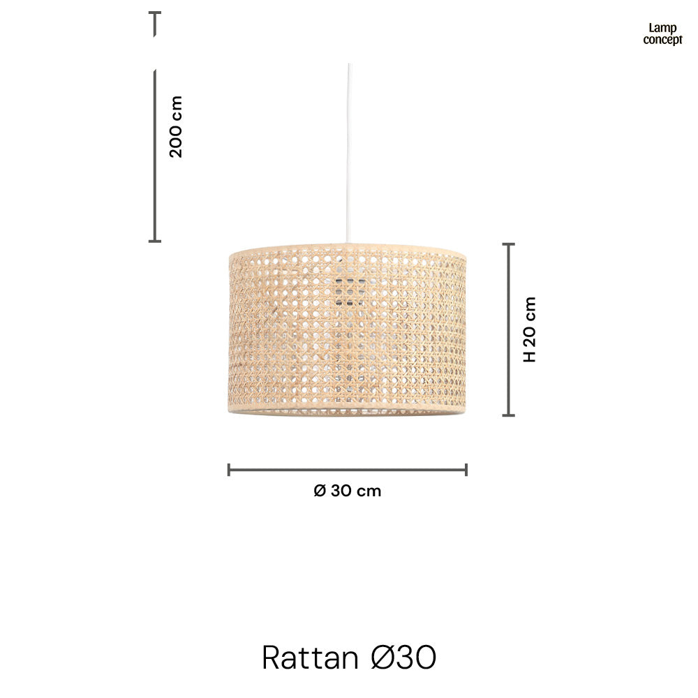 Rattan Taklampa Ø30