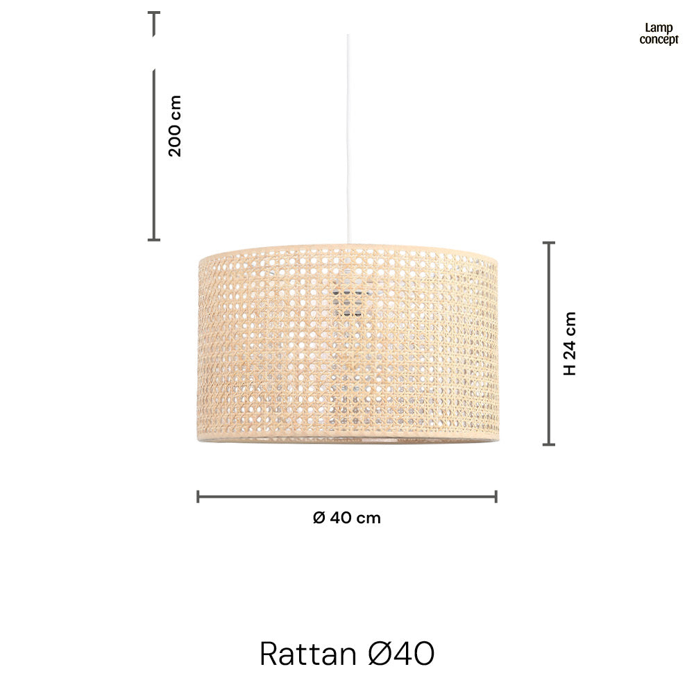 Rattan Taklampa Ø40
