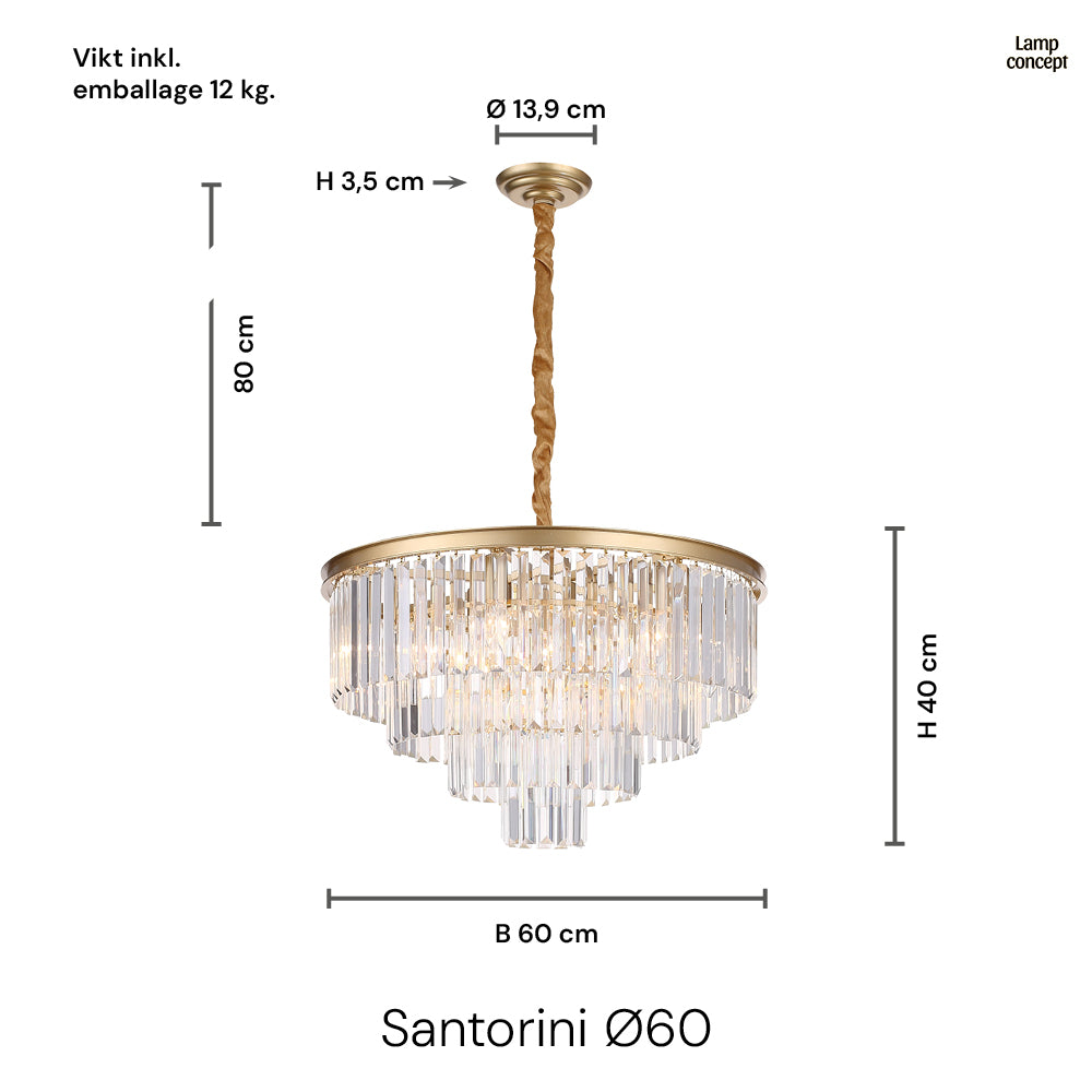 Santorini Ljuskrona Ø60 Klar