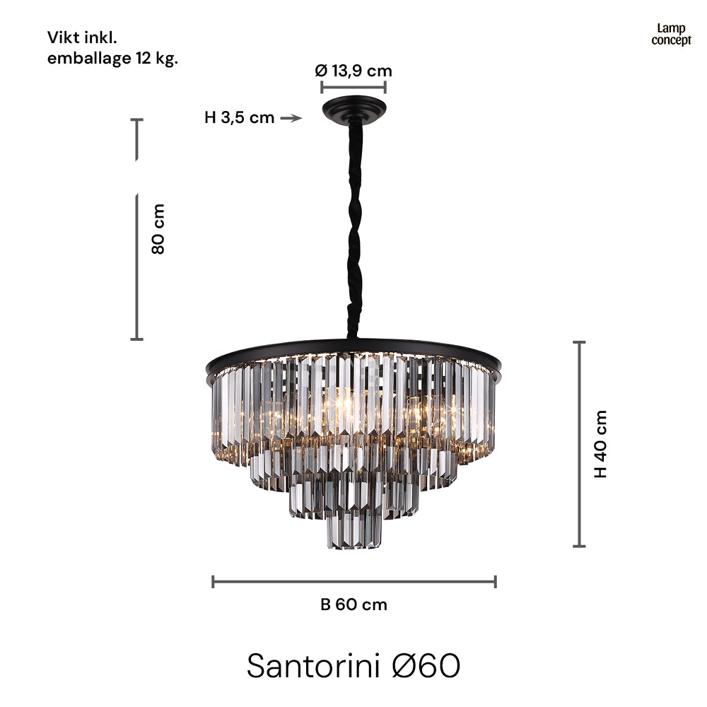 Santorini Ljuskrona Ø60 Smoke