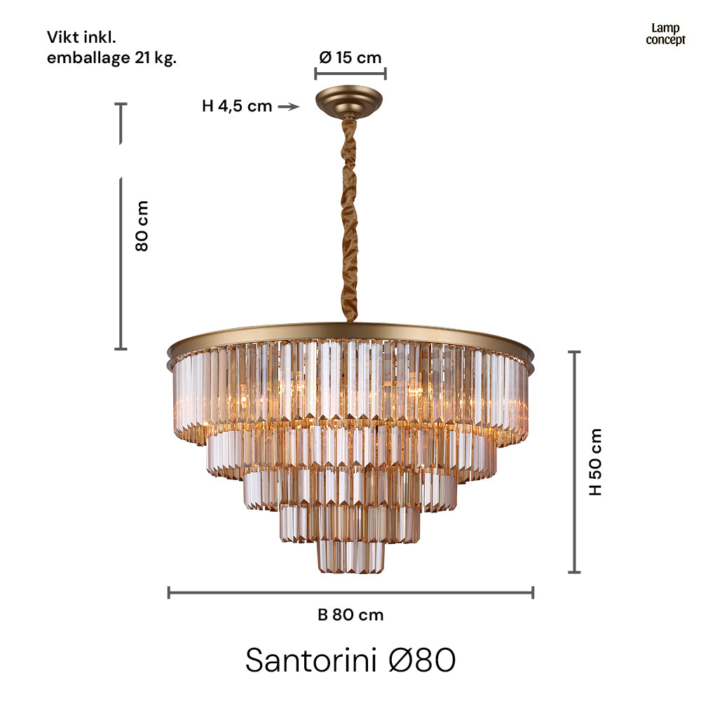 Santorini Ljuskrona Ø80 Amber