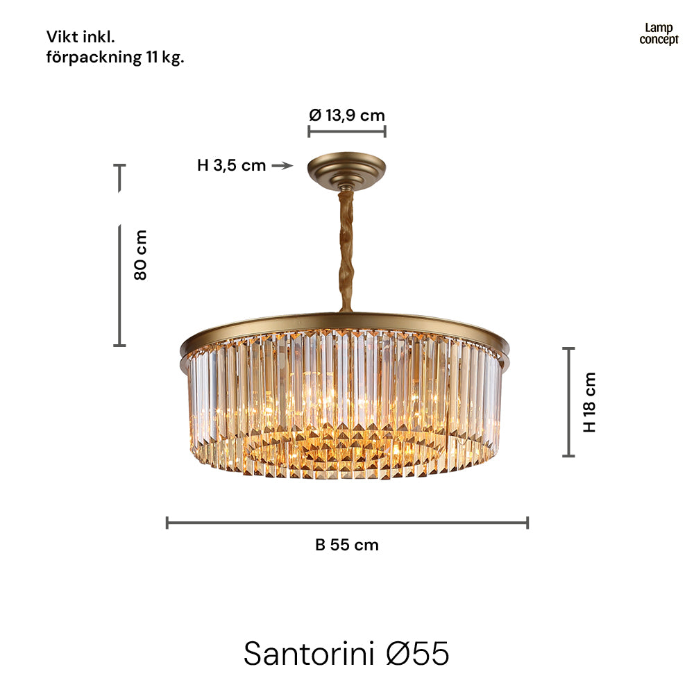 Santorini Ljuskrona Ø55 Amber
