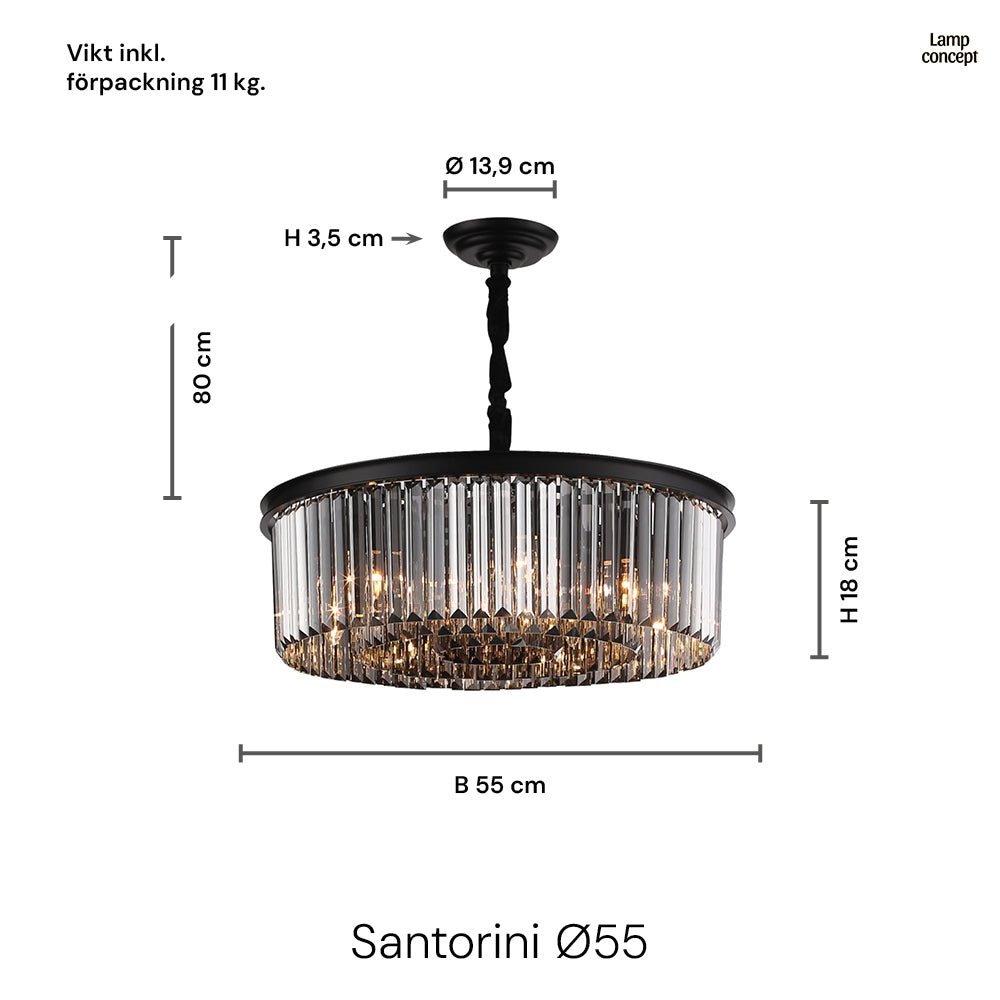Santorini Ljuskrona Ø55 Smoke