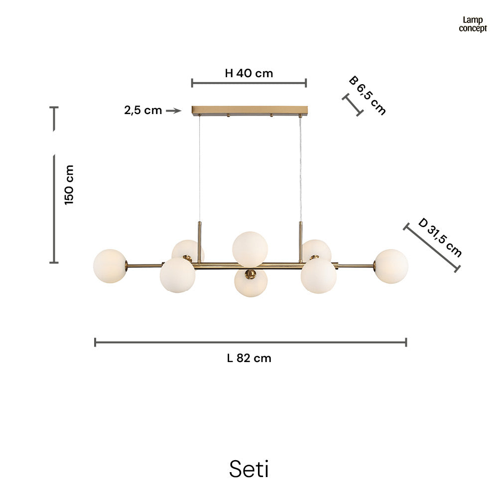 Seti Långbordstaklampa Borstad Mässing/Opal