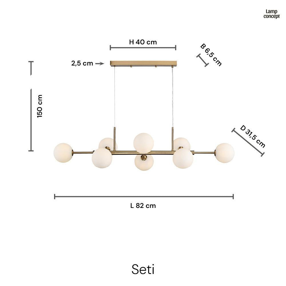 Seti Långbordstaklampa Borstad Mässing/Opal-Lampconcept.se