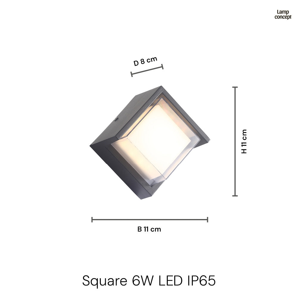 Square 6W LED IP65 Vägglampa Utomhus
