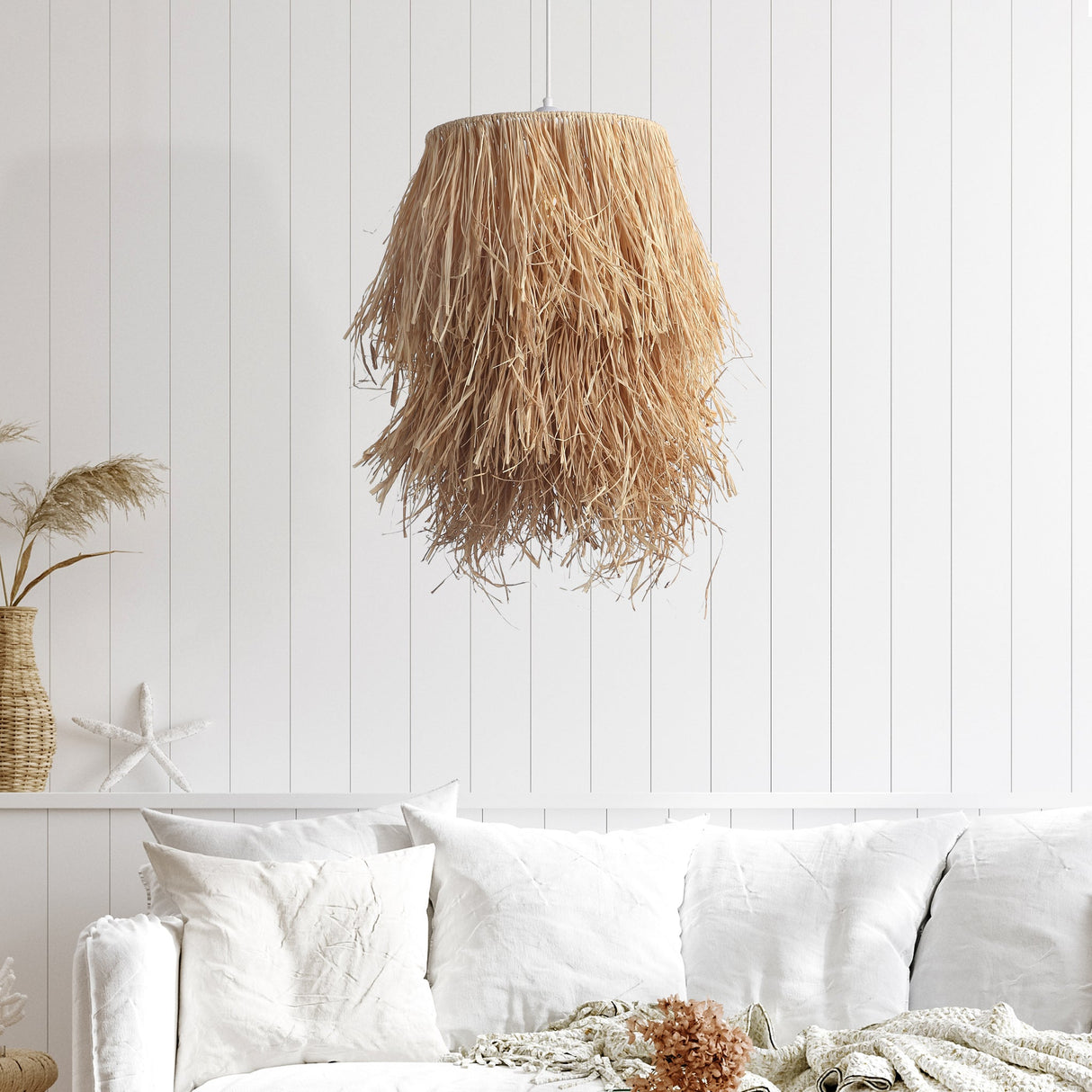 Straw Raffia Taklampa-Lampconcept.se