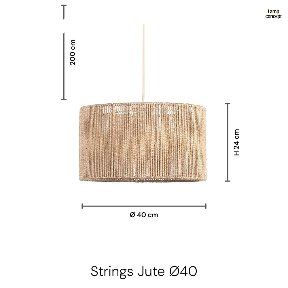 Strings Jute Taklampa Ø40
