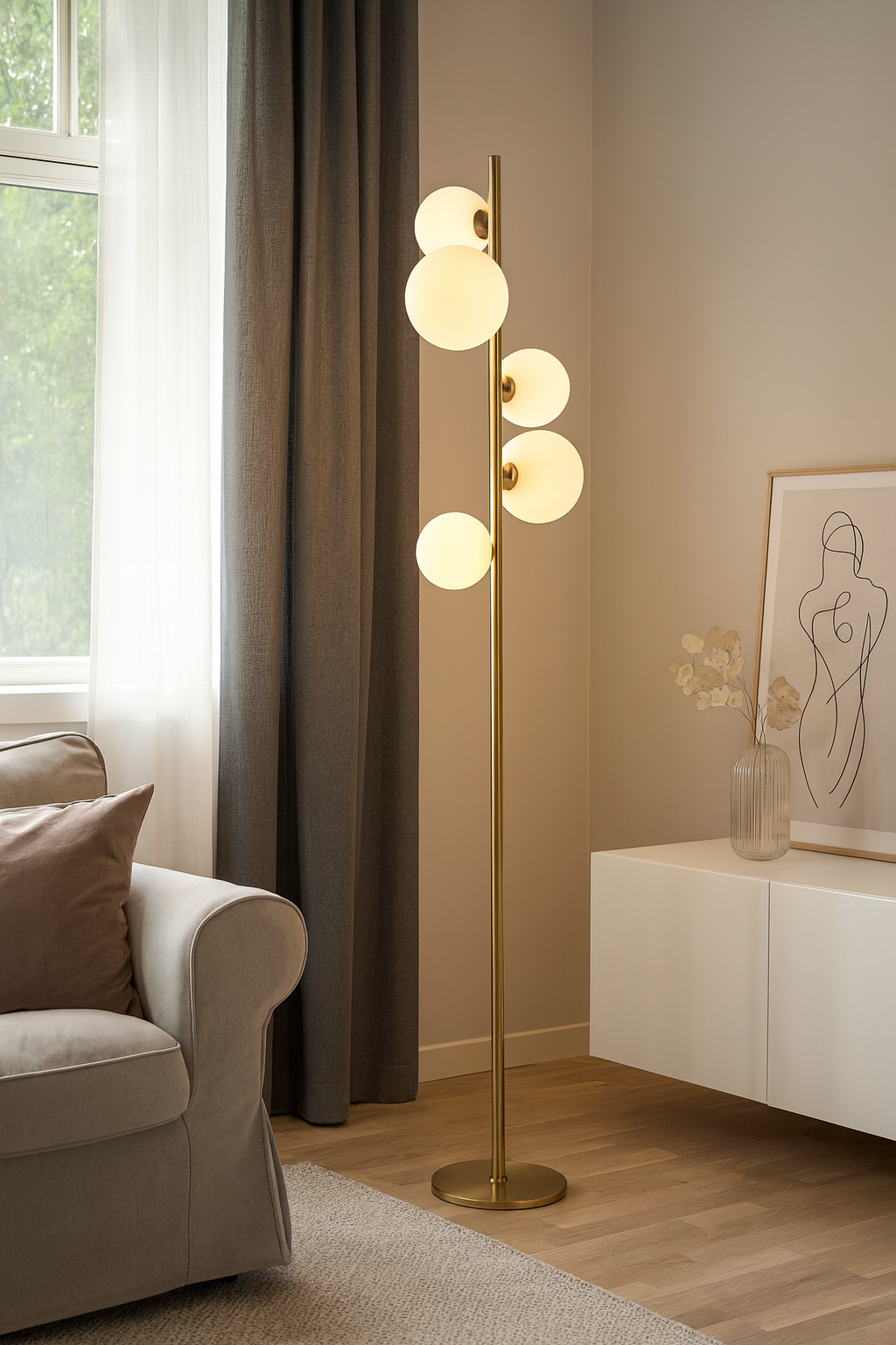 Valencia Golvlampa Mässing/Opal