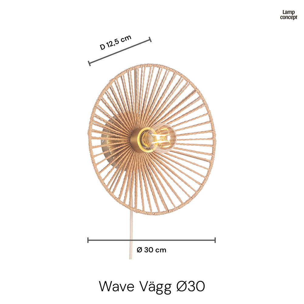 Wave Vägglampa Ø30 Svart