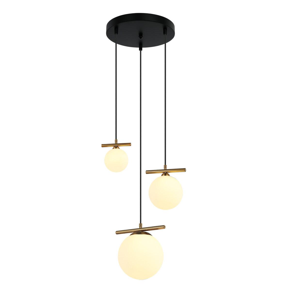 Merseta 3- Cluster Taklampa Mässing/Opal-Lampconcept.se