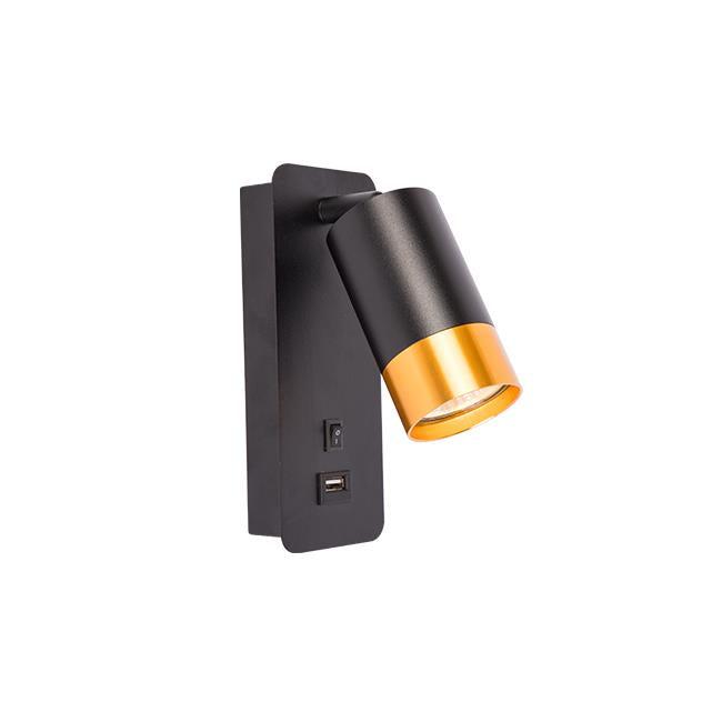 Väggspotlight Svart/Mässing USB-Lampconcept.se