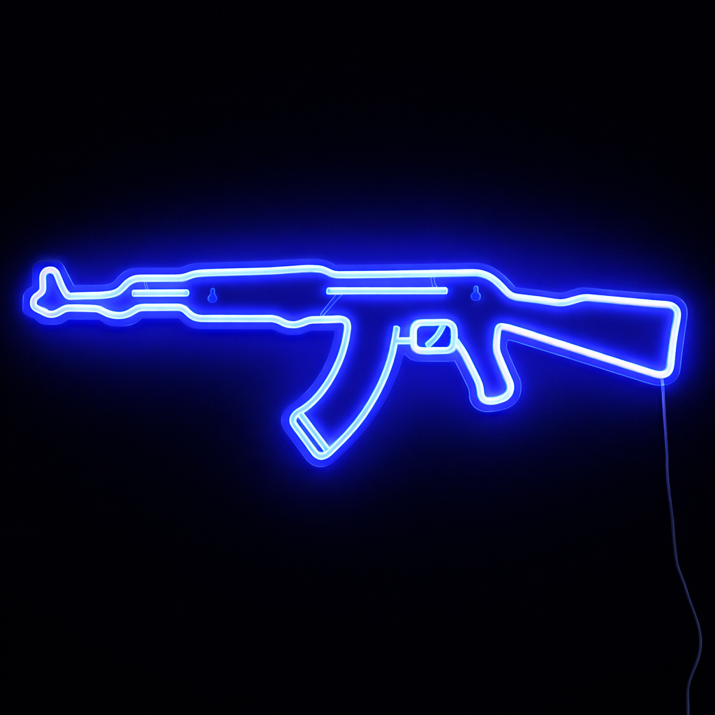 AK-47 Neon Vägglampa Blå