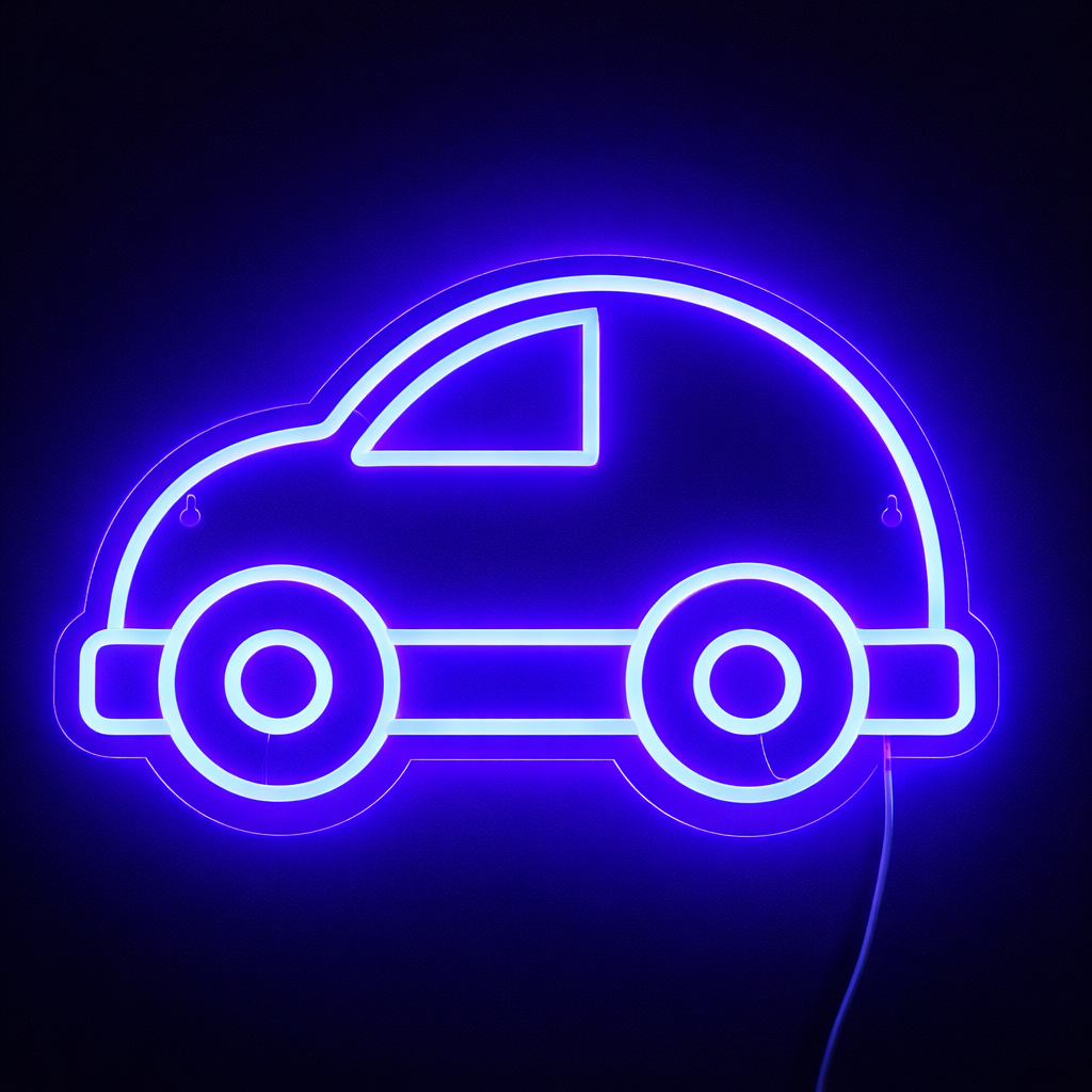 Bubble Car Neonskylt Blå