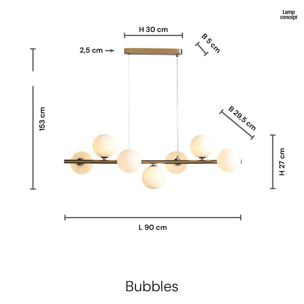 Bubbles Långbordstaklampa 90cm Opal-Lampconcept.se