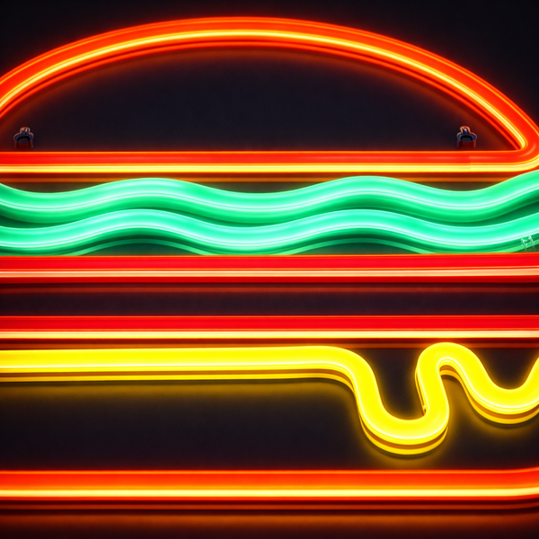 Burger Neon Vägglampa