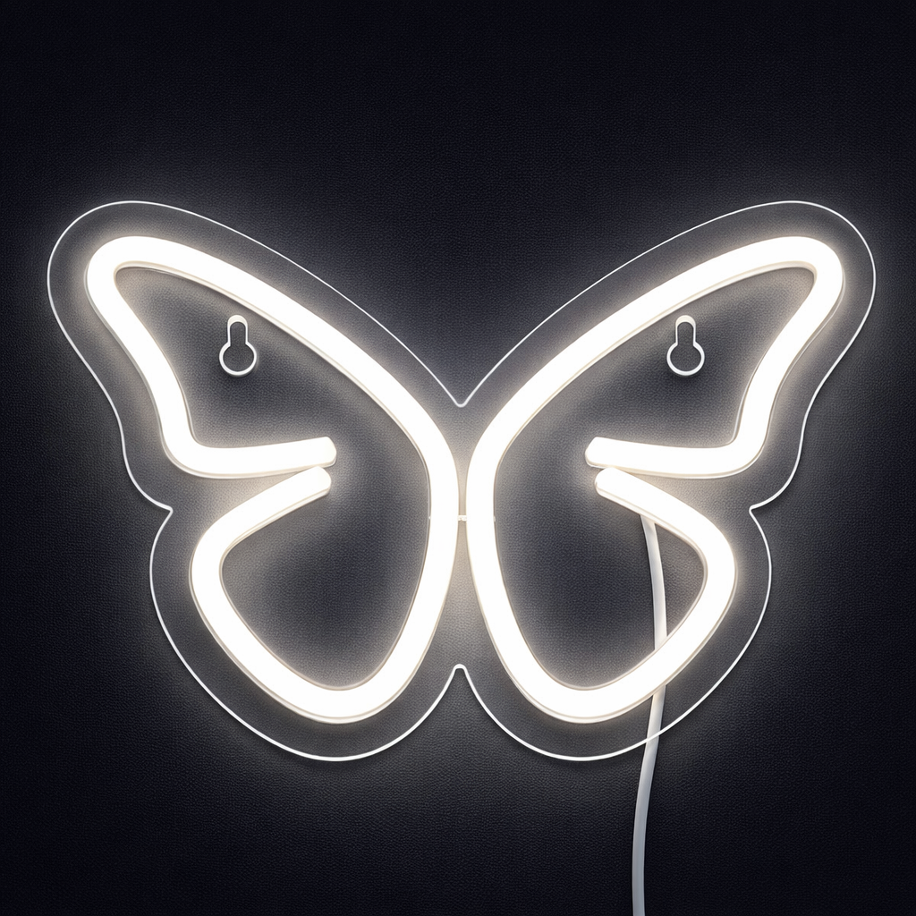 Butterfly Neonskylt Varm Vit