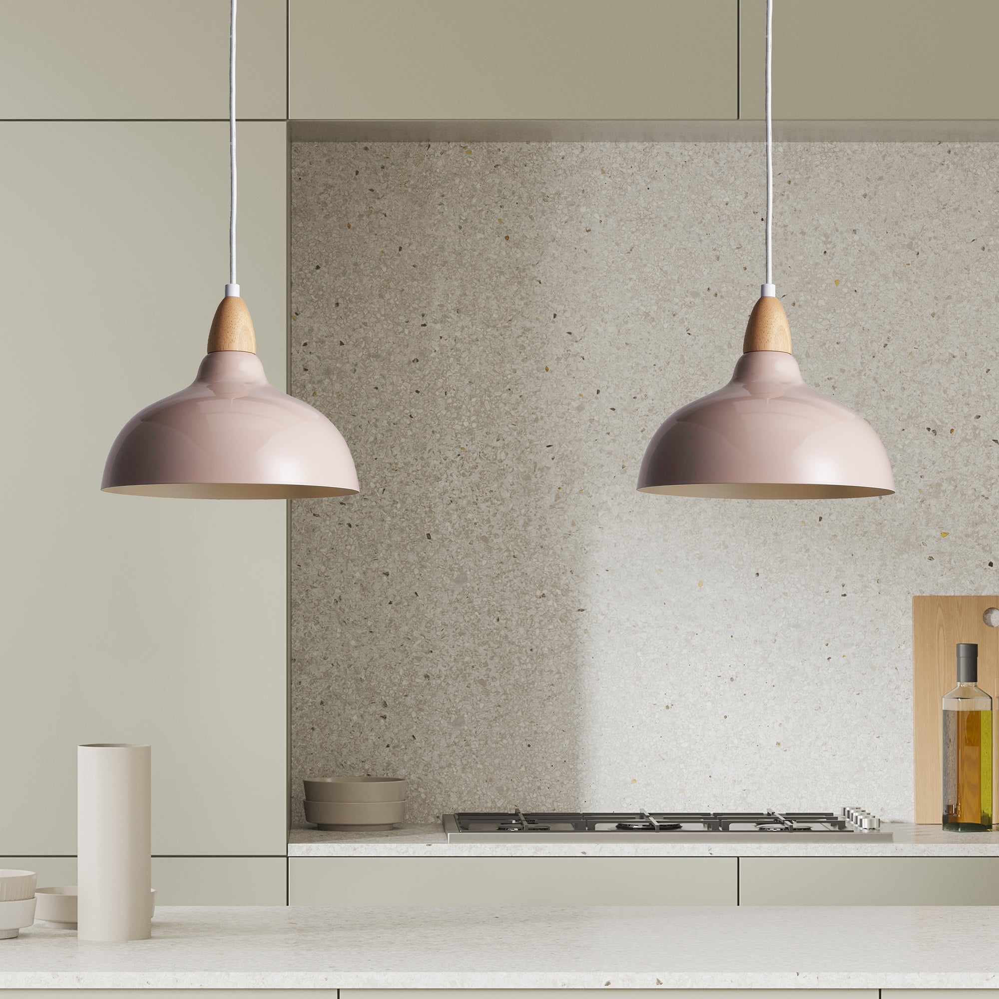 Oak Taklampa Ø24 Glossy Beige Pink-Lampconcept.se