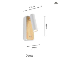 Danta Vägglampa Vit/Trälook-Lampconcept.se