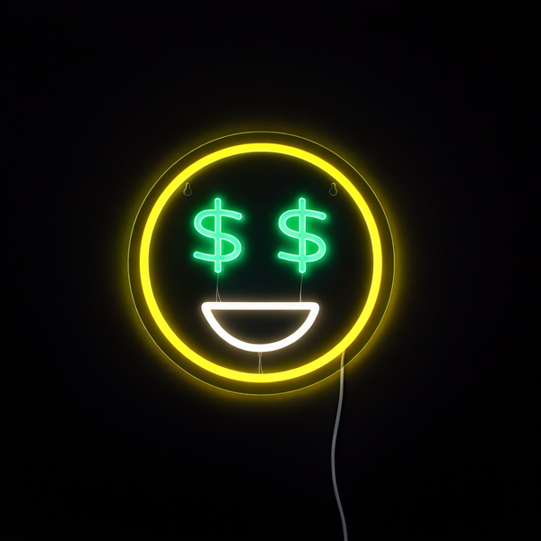 Emoji Dollar Neon Vägglampa
