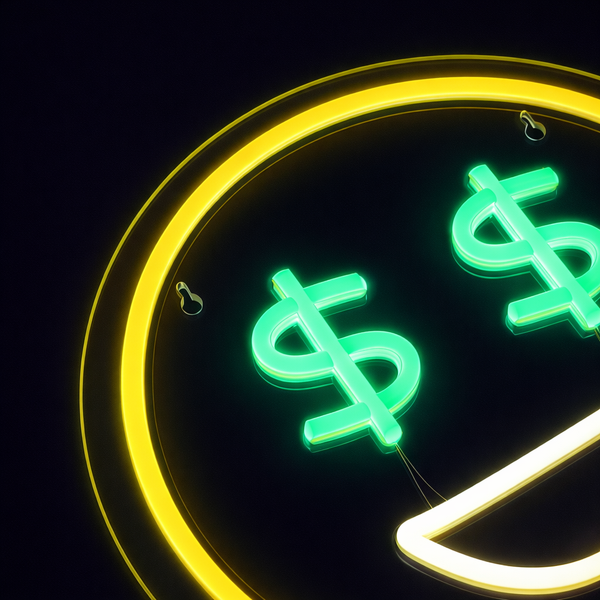 Emoji Dollar Neon Vägglampa