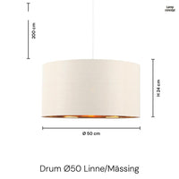 Drum Taklampa Ø40 Linne/mässing-Lampconcept.se