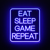 Eat Sleep Game Repeat Neon Vägglampa