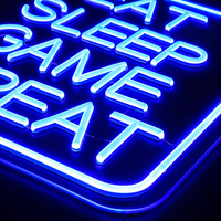 Eat Sleep Game Repeat Neon Vägglampa