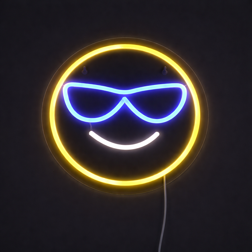 Emoji Cool Neon Vägglampa