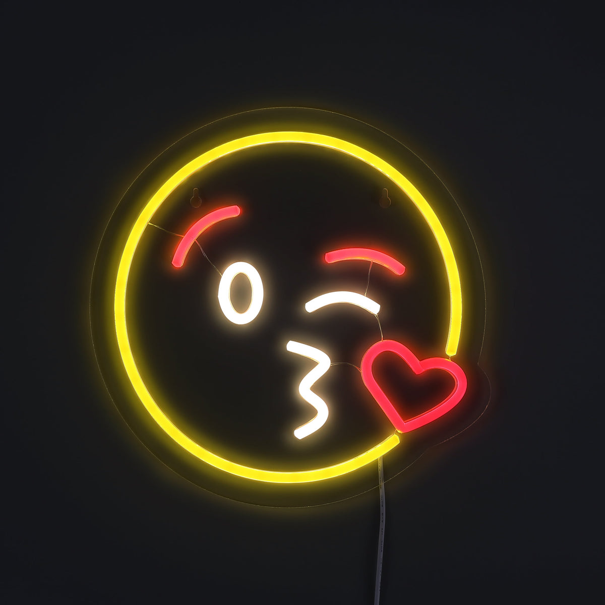 Emoji Kiss Neon Vägglampa