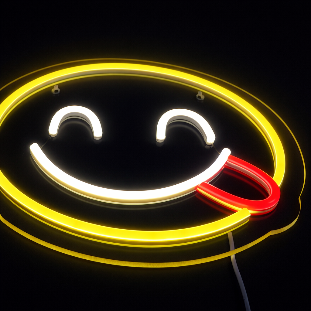 Emoji Yummy Neon Vägglampa