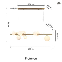 Florence Långbordstaklampa Mässing/Amber