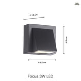 Focus 3W IP65 Vägglampa Utomhus Svart