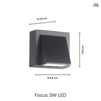 Focus 3W IP65 Vägglampa Utomhus Svart