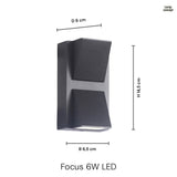 Focus 6W IP65 Vägglampa Utomhus Svart