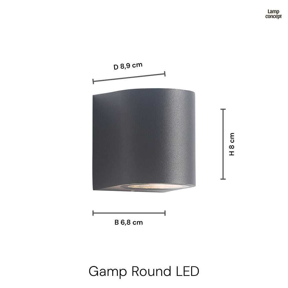 Gamp Round Vägglampa Utomhus Svart