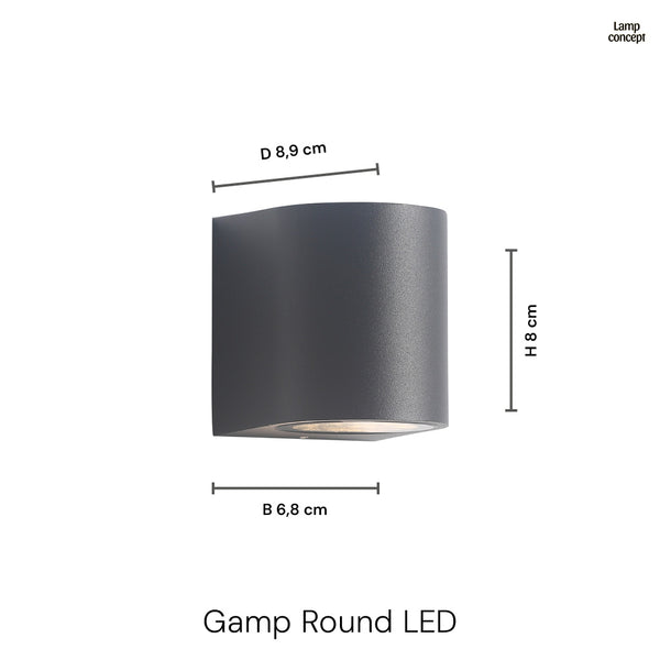 Gamp Round Vägglampa Utomhus Svart