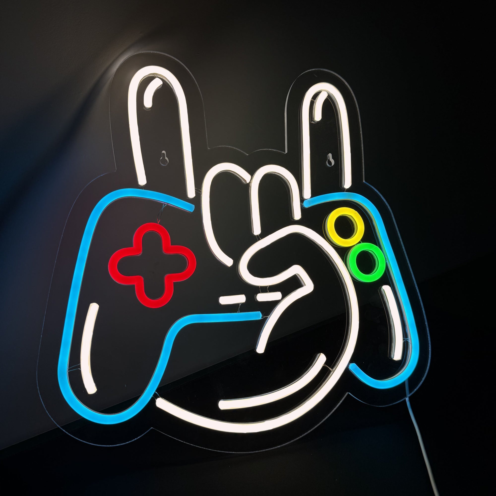 Joystick Hand Sign Neon Vägglampa-Lampconcept.se