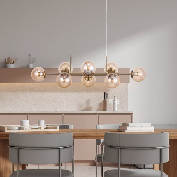 Lugano Långbordstaklampa Mässing/Amber