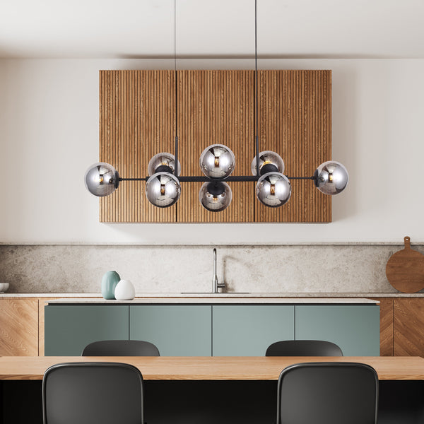 Lugano Långbordstaklampa Svart/Smoke